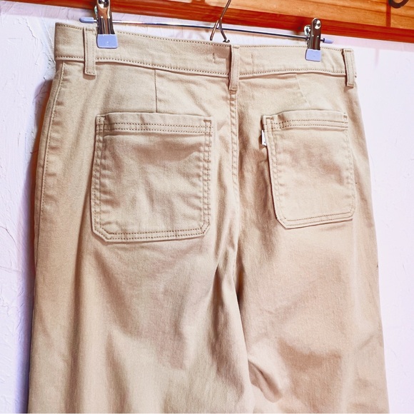 Levi's Ribcage Wide Leg Jeans Khaki Tan Women's 30 Cropped Ankle - Picture 4 of 10